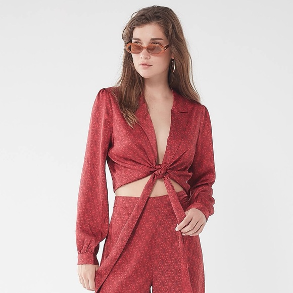 Urban Outfitters Tops - Urban Outfitters Satin Paisley Tie-Front Blouse